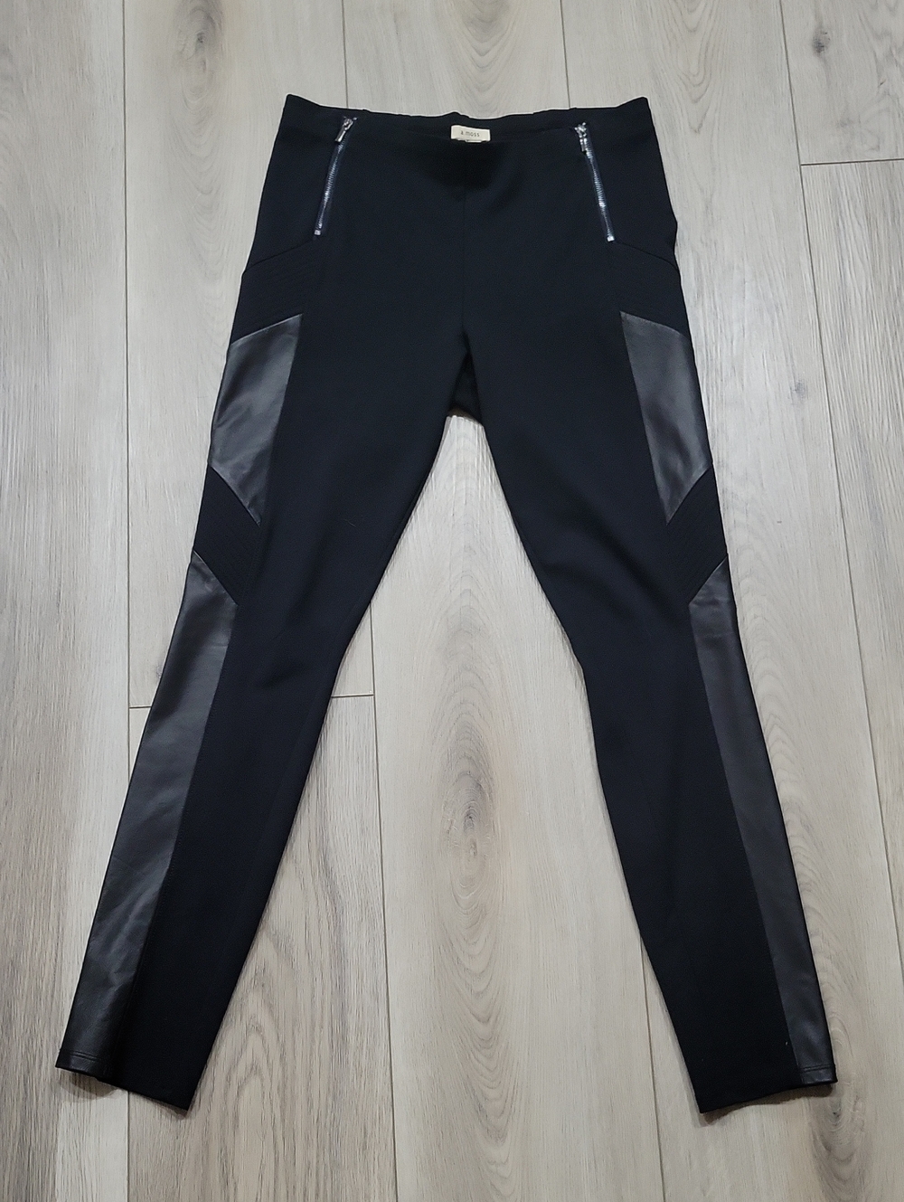 Women’s Black Faux-Leather Paneled Leggings